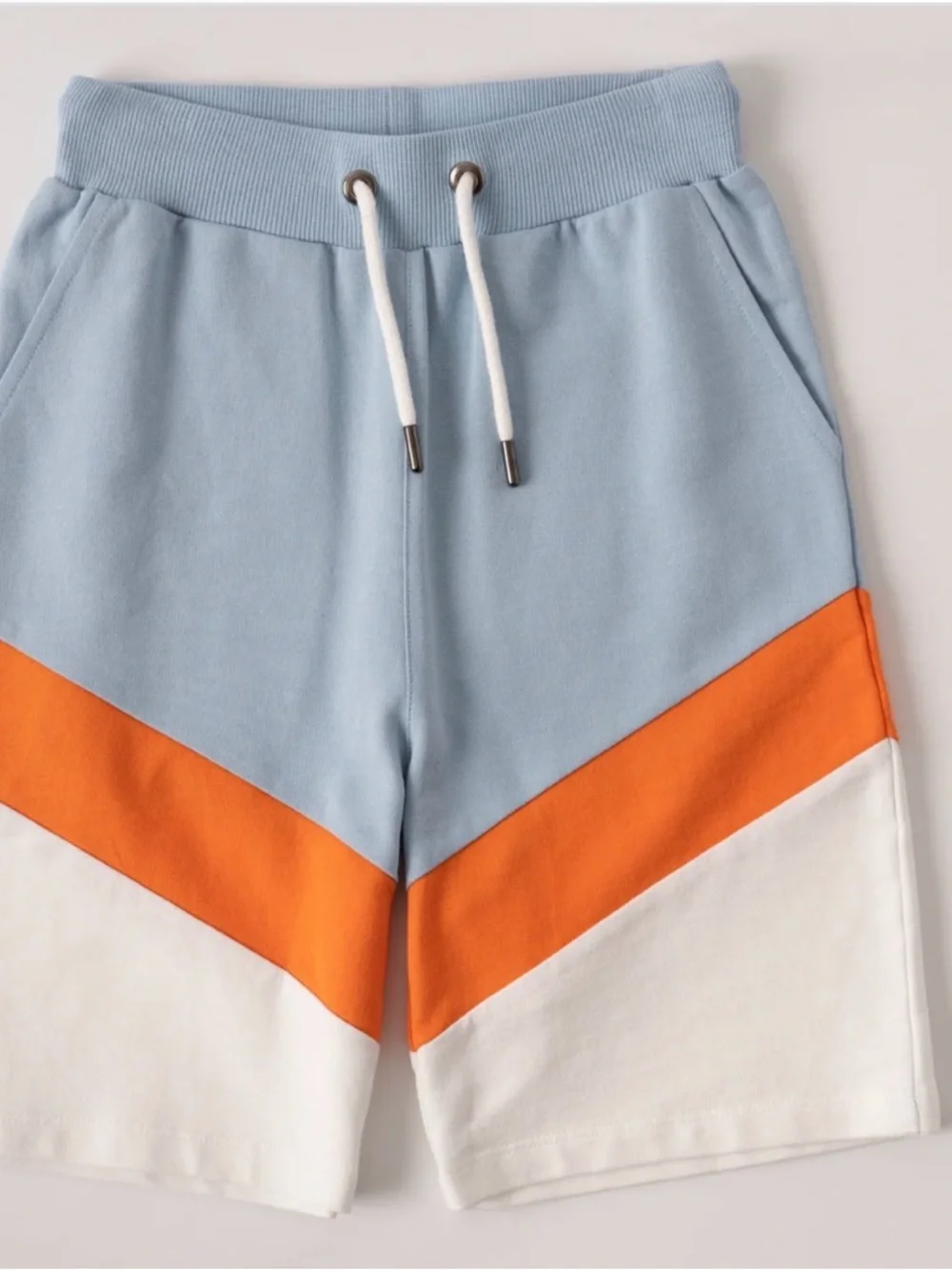( SET) Kidpik Skater Kid Pullover Sweatshirt & Shorts Set Blue Orange & White - Picture 3 of 8